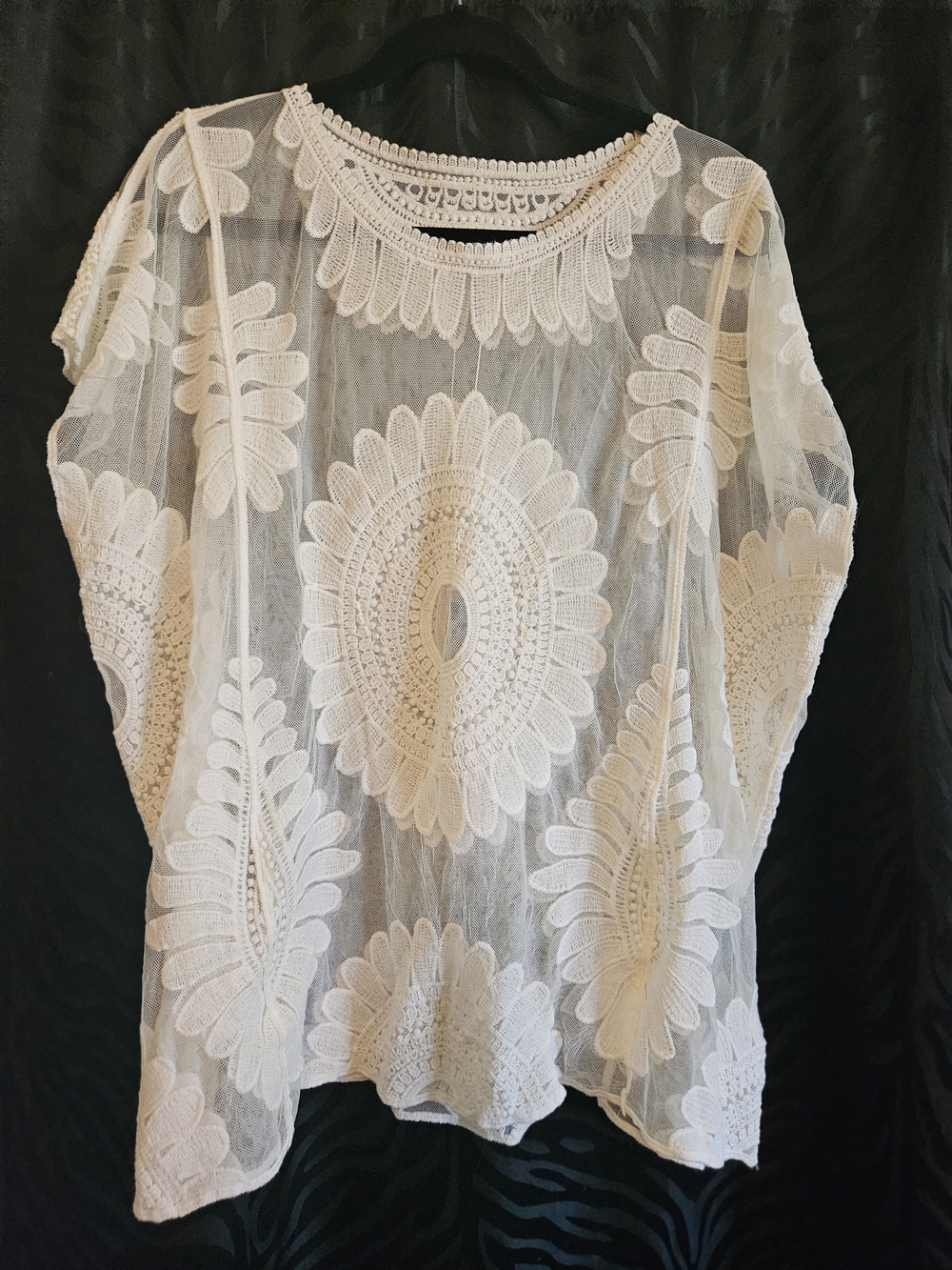 Cupshe White Crochet Medallion Sheer Swim Coverup